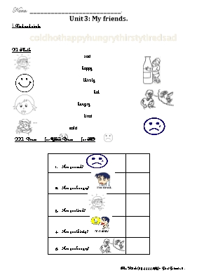 Bài tập Tiếng Anh Lớp 2 - Unit 3 My friends